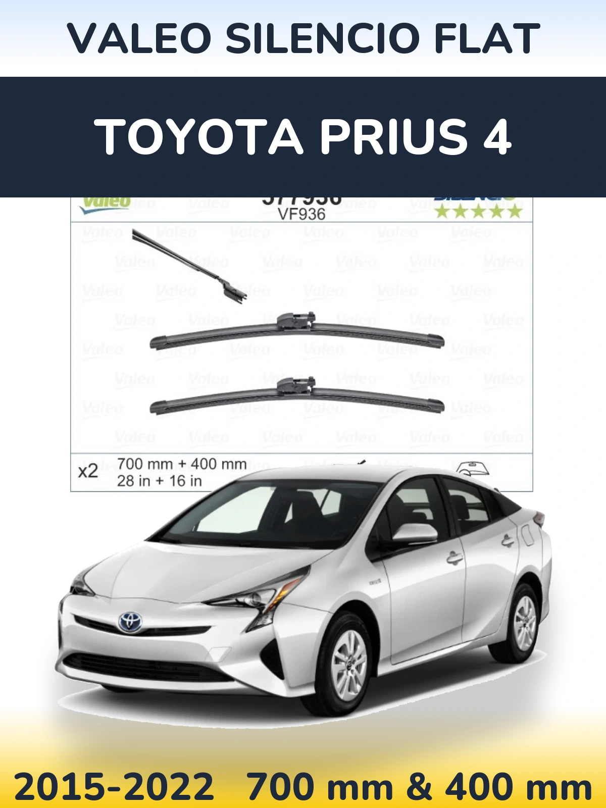 Комплект передних дворников Valeo Silencio Flat 700 & 400 мм для Toyota Prius 4 2015-2022