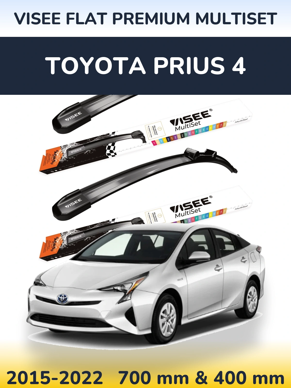 Komplet przednich wycieraczek VISEE FLAT PREMIUM MultiSet 700 & 400 mm do Toyota Prius 4 2015-2022