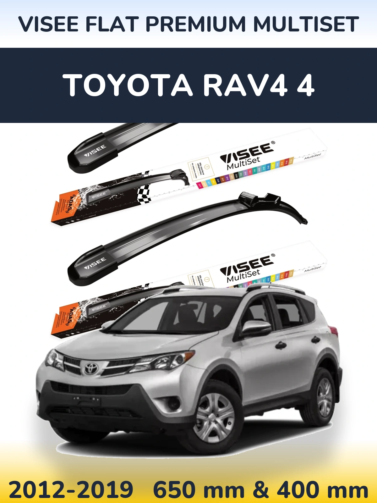 Komplet przednich wycieraczek VISEE FLAT PREMIUM MultiSet 650 & 400 mm do Toyota RAV4 4 2012-2019