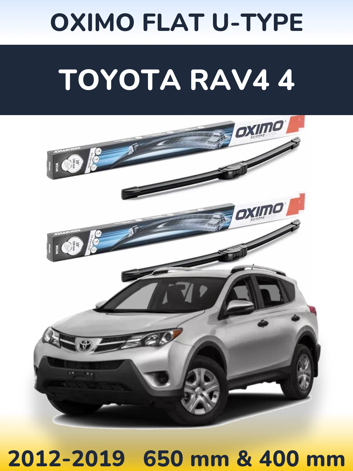 Komplet przednich wycieraczek Oximo Flat U-type 650 & 400 mm do Toyota RAV4 4 2012-2019