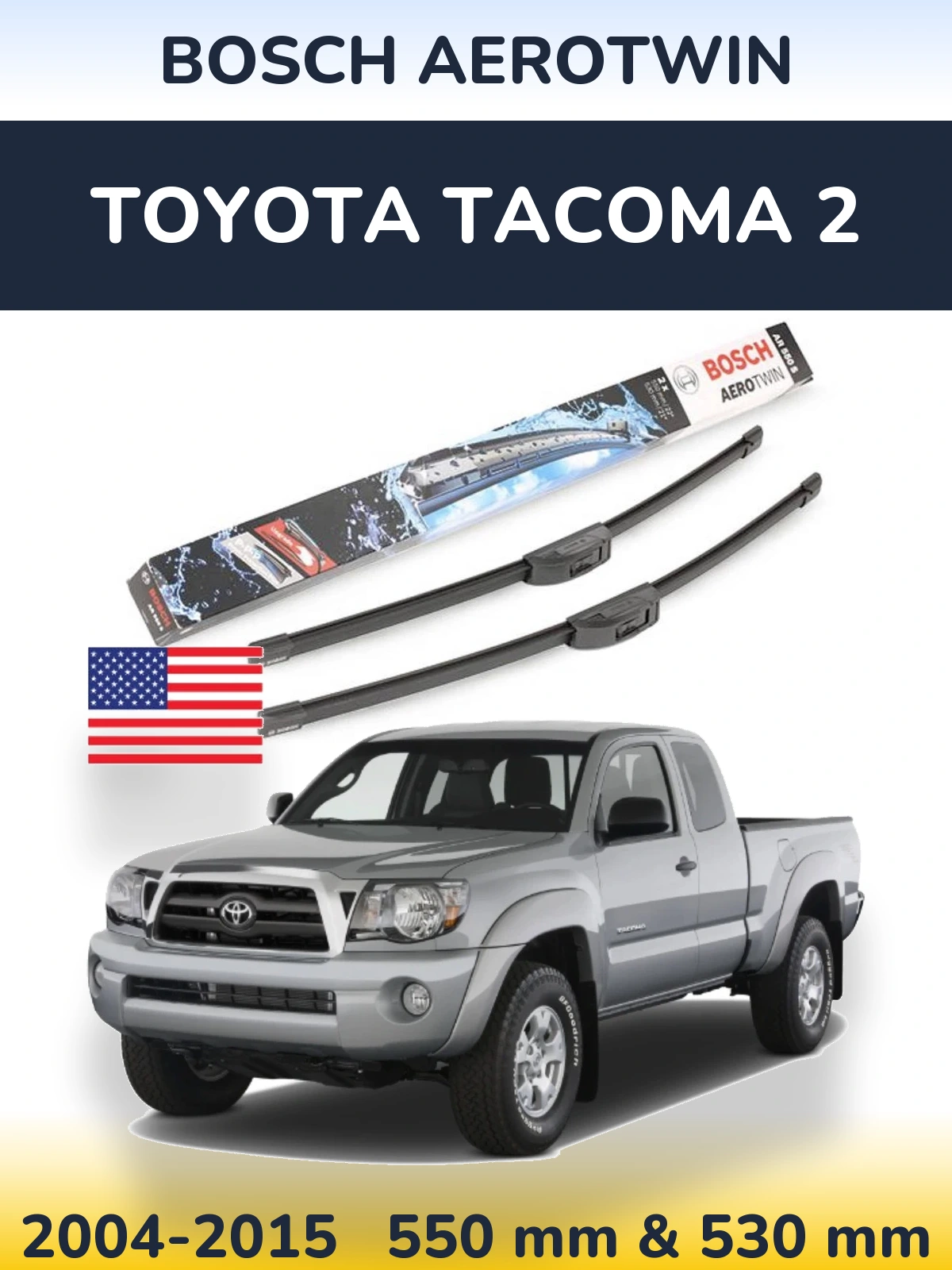 Komplet przednich wycieraczek BOSCH AeroTwin 550 & 530 mm do Toyota Tacoma 2 2004-2015
