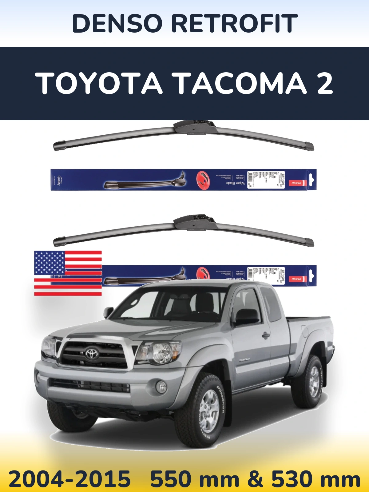 Komplet przednich wycieraczek Denso Retrofit 550 & 530 mm do Toyota Tacoma 2 2004-2015