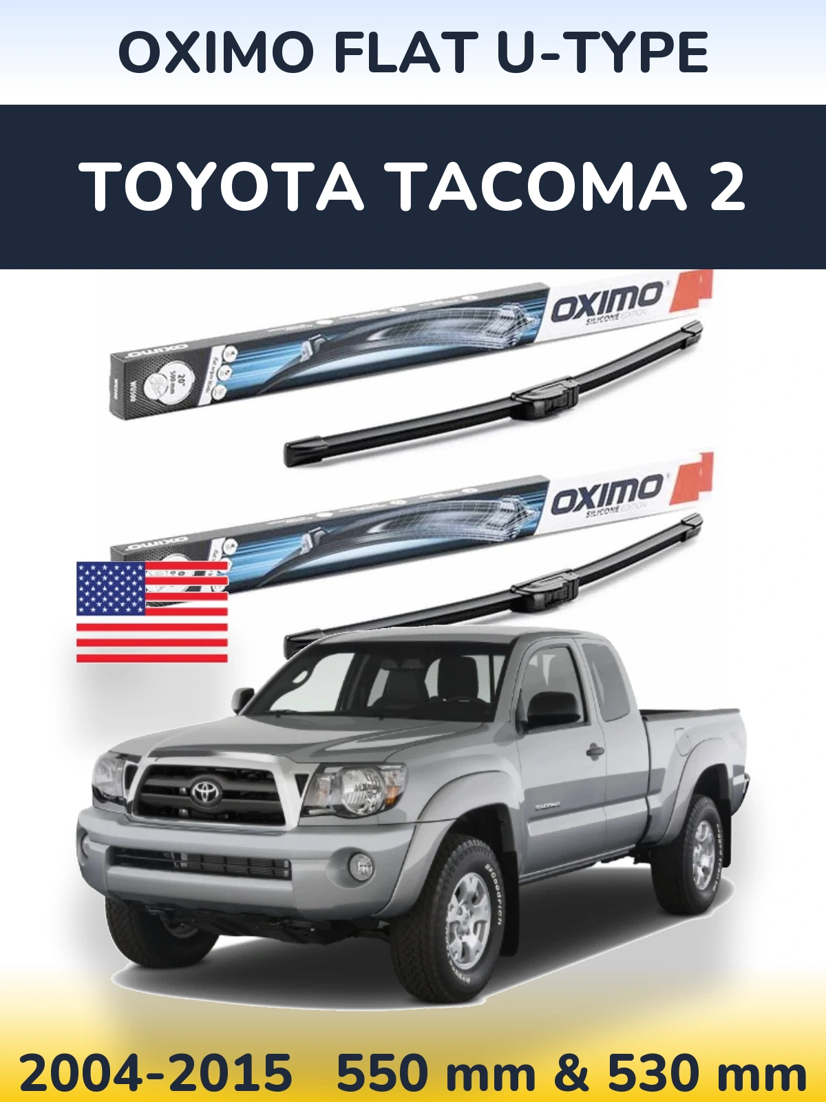 Komplet przednich wycieraczek Oximo Flat U-type 550 & 530 mm do Toyota Tacoma 2 2004-2015