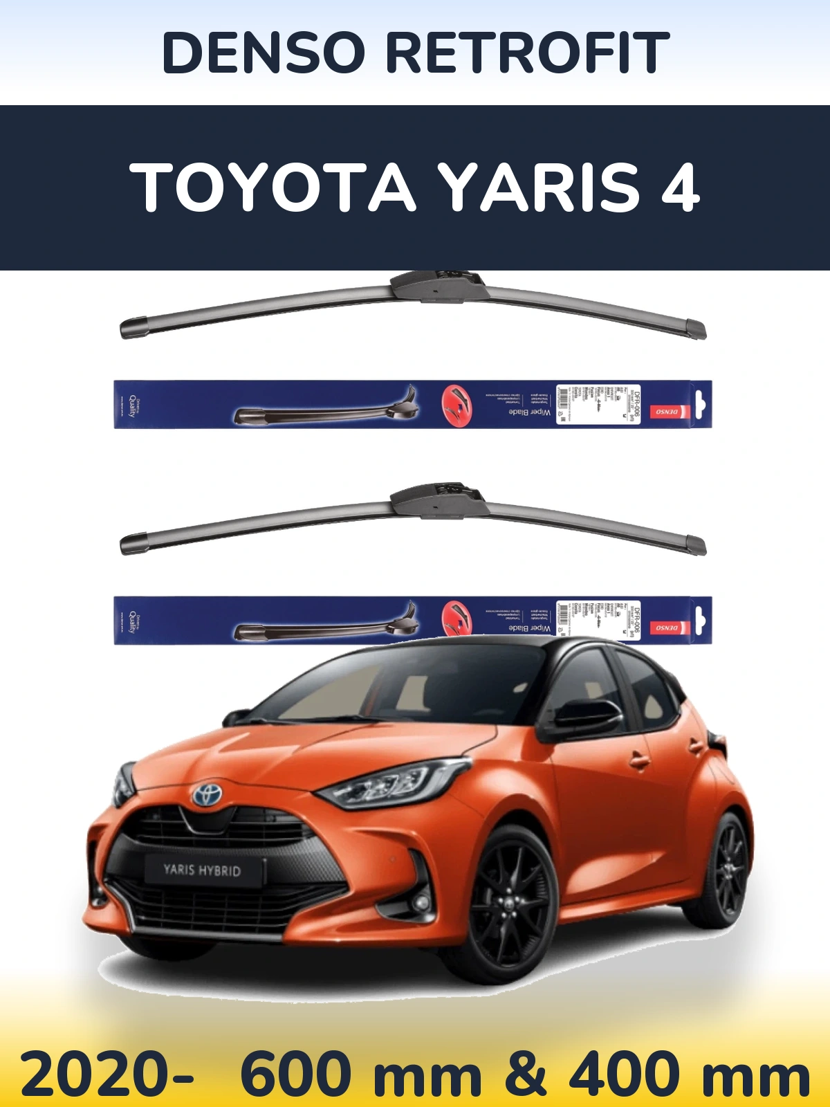 Komplet przednich wycieraczek Denso Retrofit 600 & 400 mm do Toyota Yaris 4 2020-2026