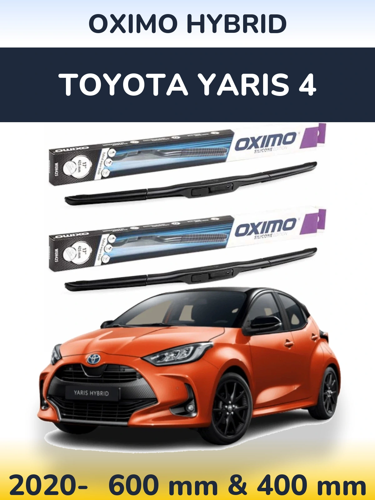 Komplet przednich wycieraczek Oximo Hybrid 600 & 400 mm do Toyota Yaris 4 2020-2026