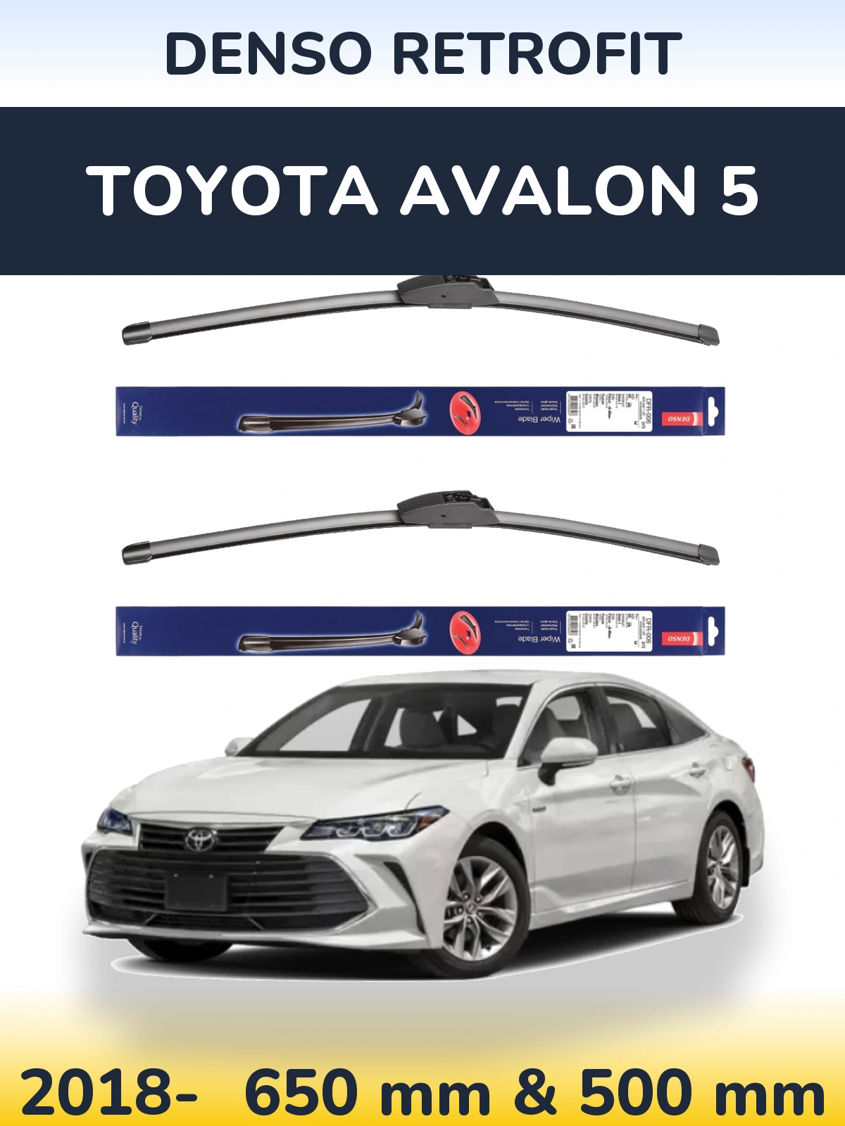 Komplet przednich wycieraczek Denso Retrofit 650 & 500 mm do Toyota Avalon 5 2018-2026
