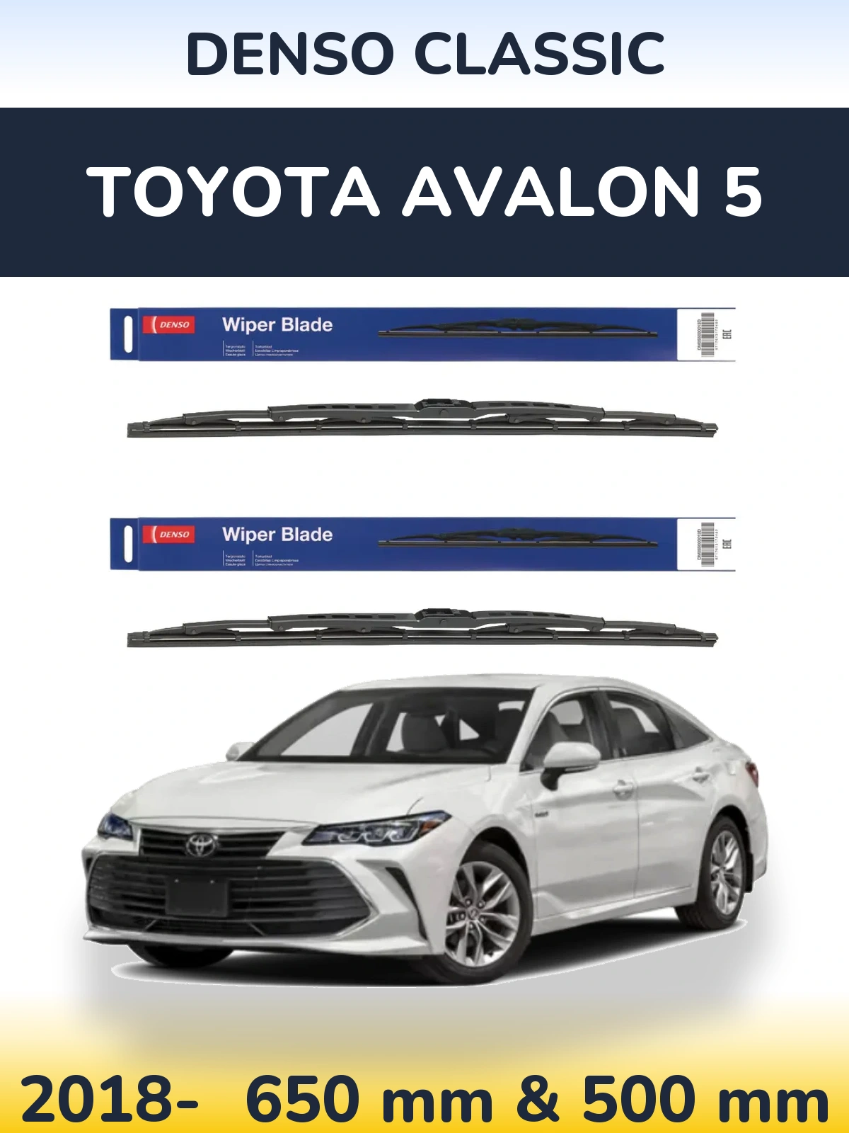 Komplet przednich wycieraczek Denso Classic 650 & 500 mm do Toyota Avalon 5 2018-2026