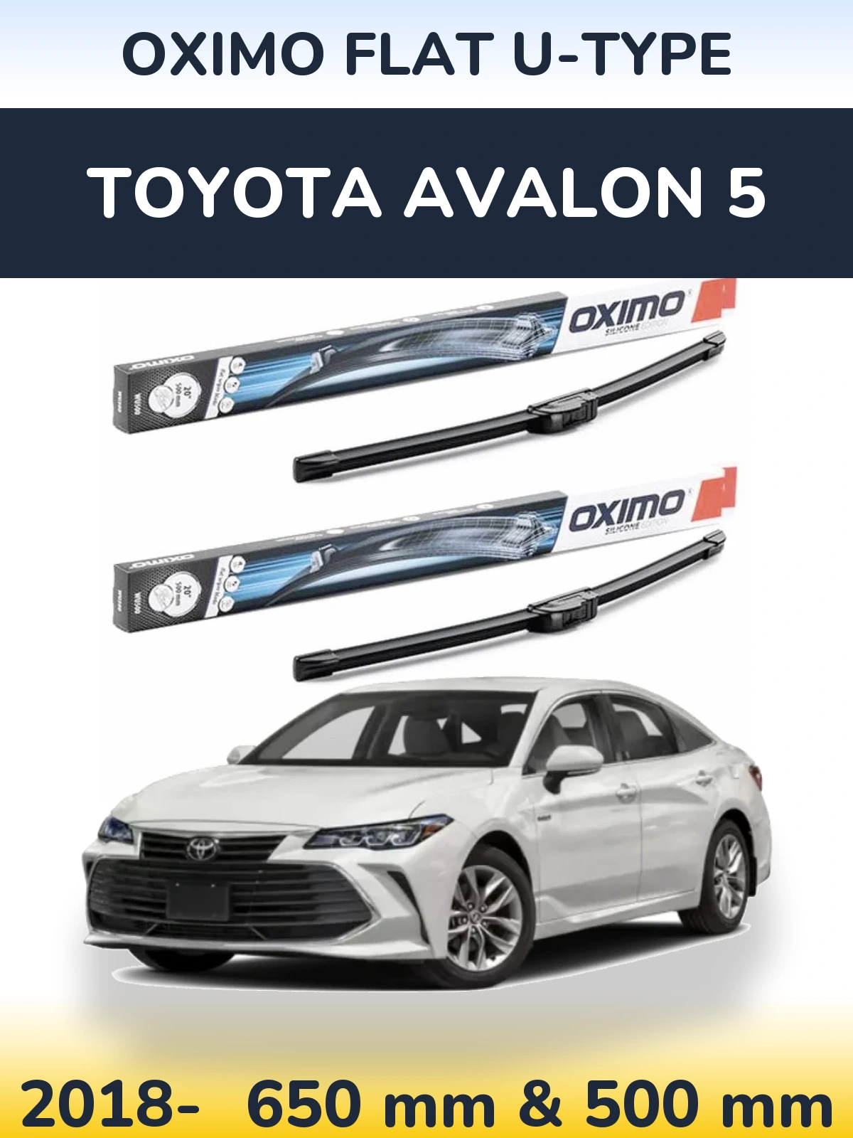 Komplet przednich wycieraczek Oximo Flat U-type 650 & 500 mm do Toyota Avalon 5 2018-2026