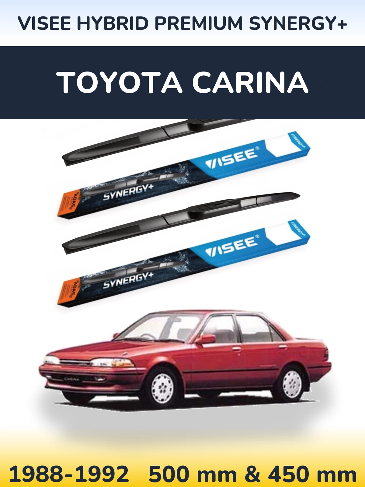 Komplet przednich wycieraczek VISEE HYBRID PREMIUM SYNERGY+ 500 & 450 mm do Toyota Carina 1988-1992
