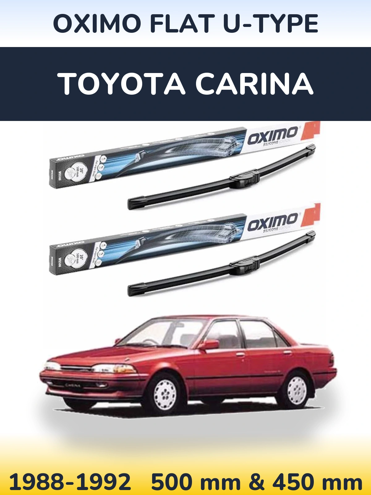Комплект передних дворников Oximo Flat U-type 500 & 450 мм для Toyota Carina 1988-1992