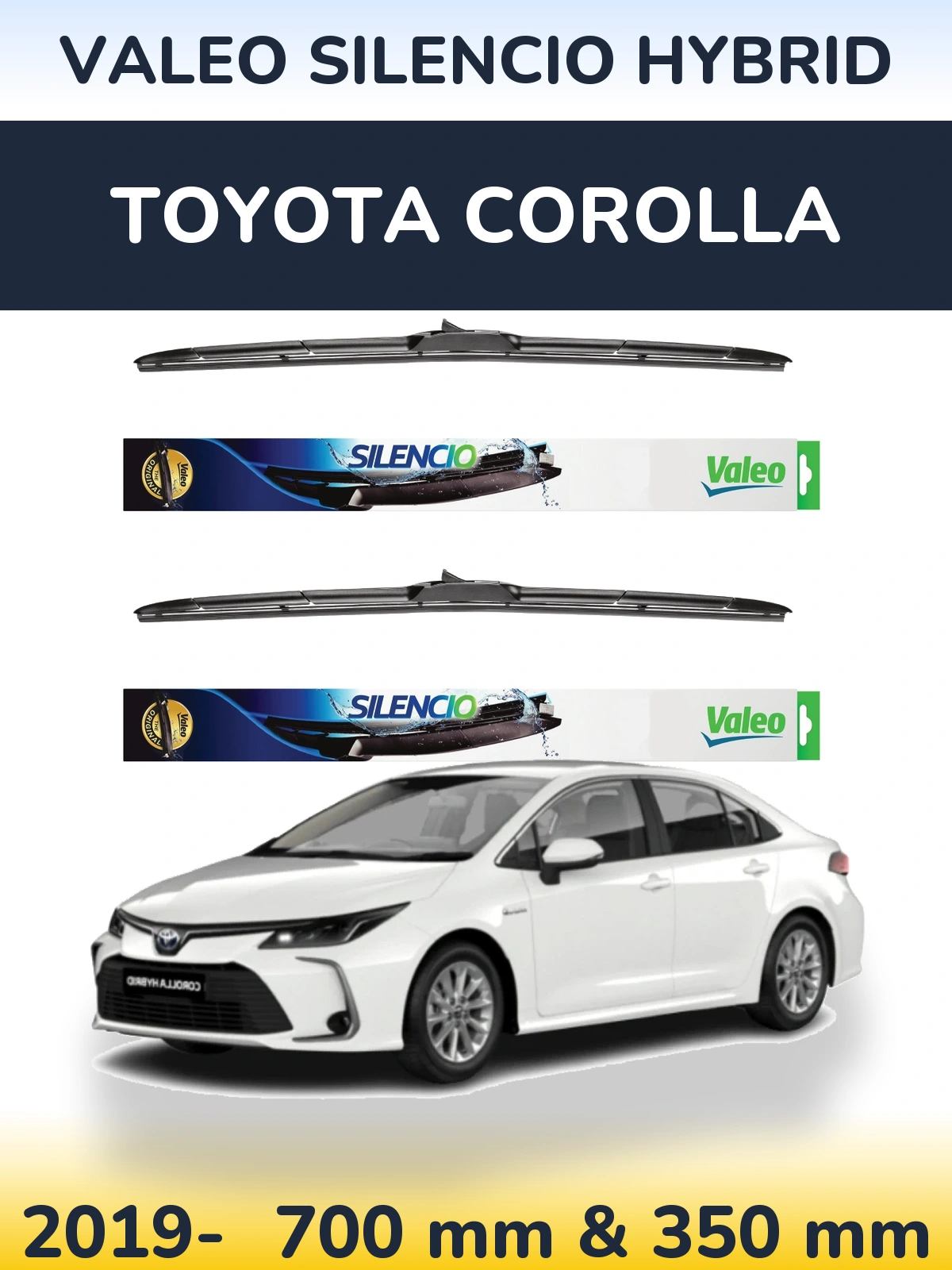 Komplet przednich wycieraczek Valeo Silencio Hybrid 700 & 350 mm do Toyota Corolla 2019-2026