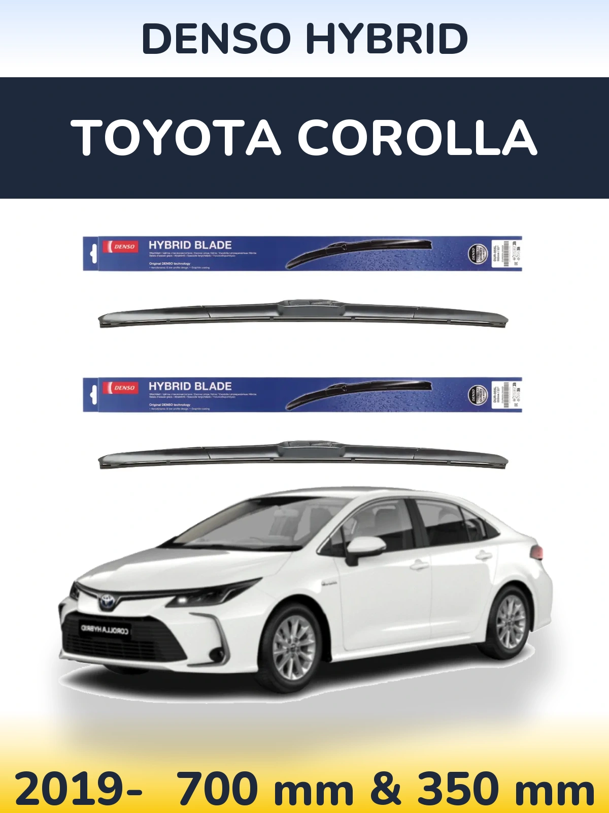 Komplet przednich wycieraczek Denso Hybrid 700 & 350 mm do Toyota Corolla 2019-2026