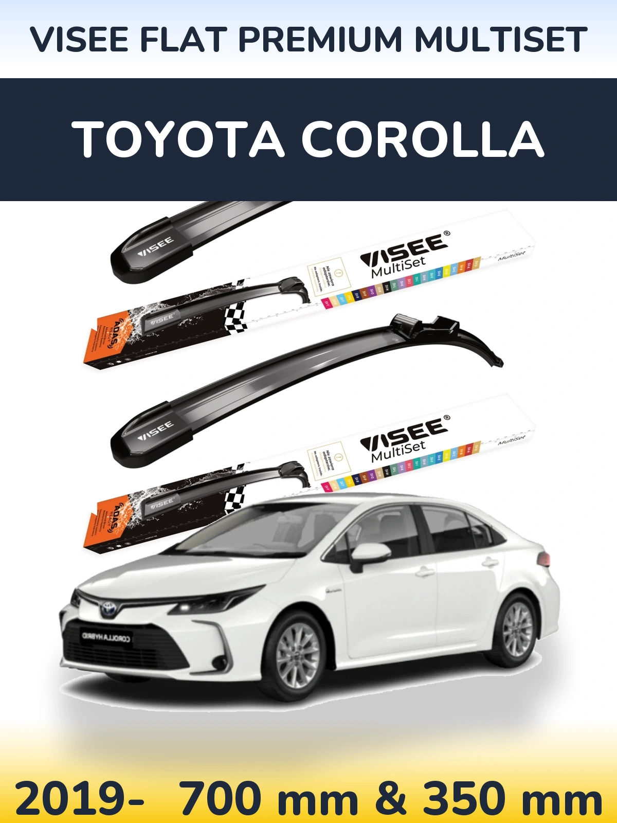 Komplet przednich wycieraczek VISEE FLAT PREMIUM MultiSet 700 & 350 mm do Toyota Corolla 2019-2026