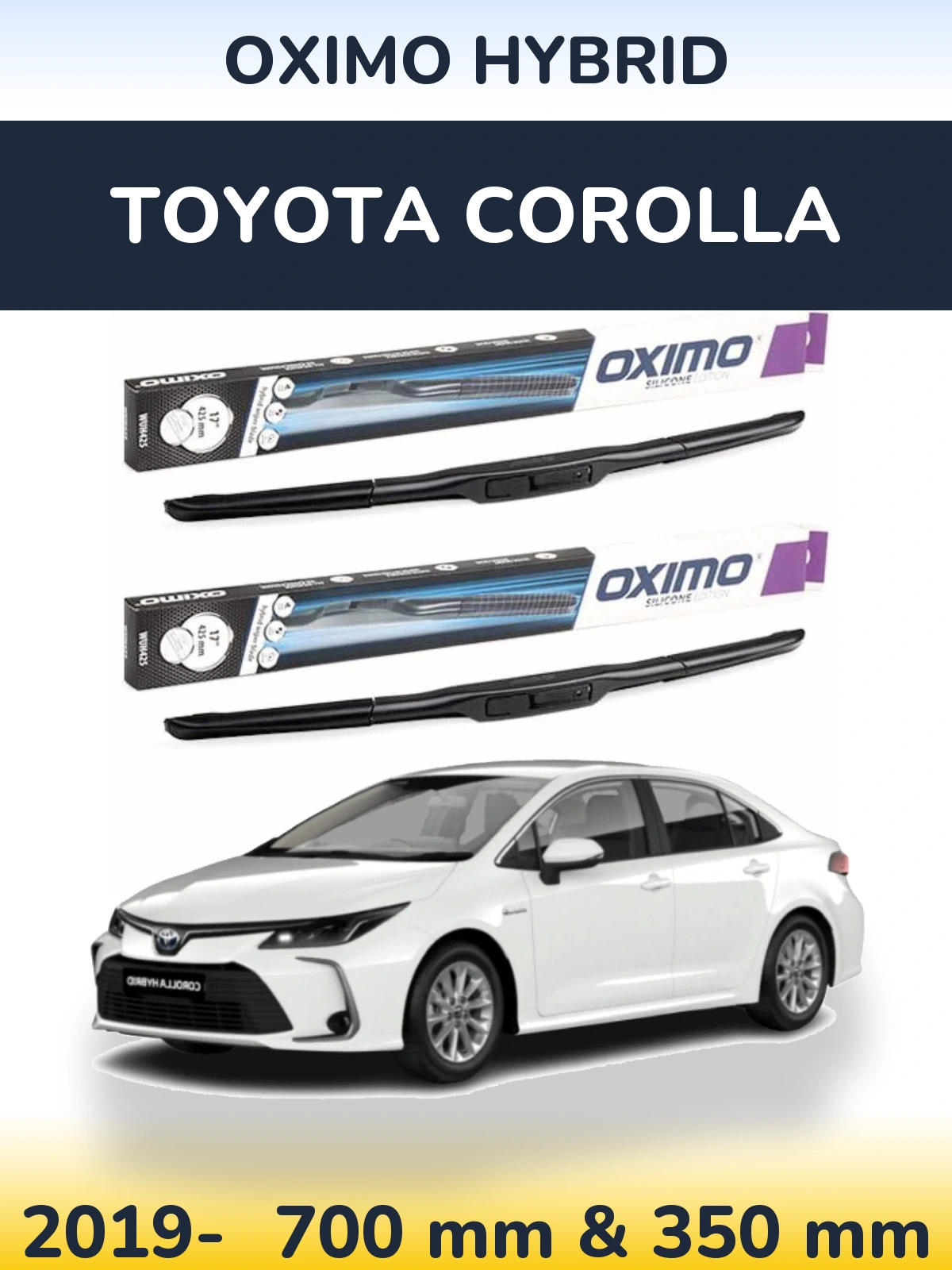 Komplet przednich wycieraczek Oximo Hybrid 700 & 350 mm do Toyota Corolla 2019-2026