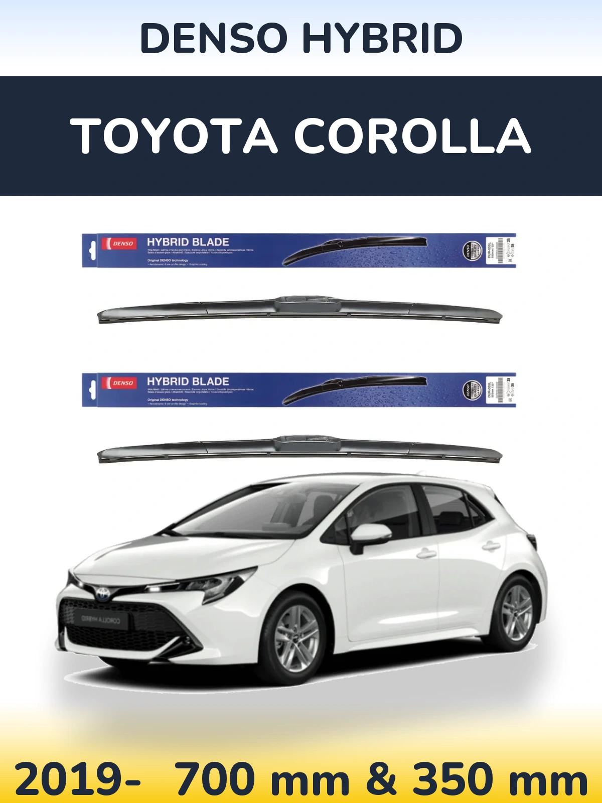 Komplet przednich wycieraczek Denso Hybrid 700 & 350 mm do Toyota Corolla 2019-2026