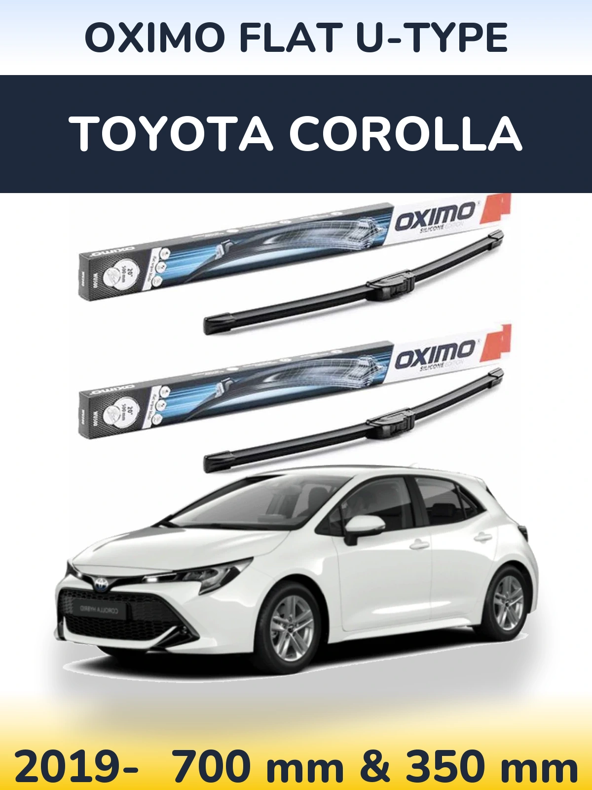 Komplet przednich wycieraczek Oximo Flat U-type 700 & 350 mm do Toyota Corolla 2019-2026