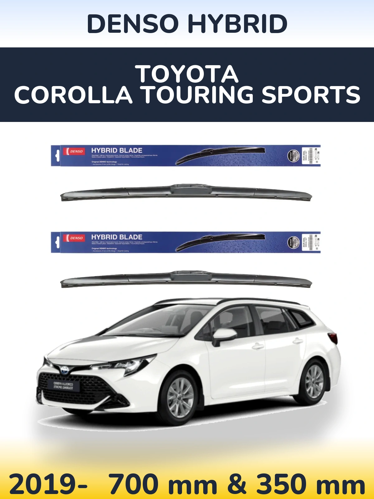 Komplet przednich wycieraczek Denso Hybrid 700 & 350 mm do Toyota Corolla Touring Sports 2019-2026