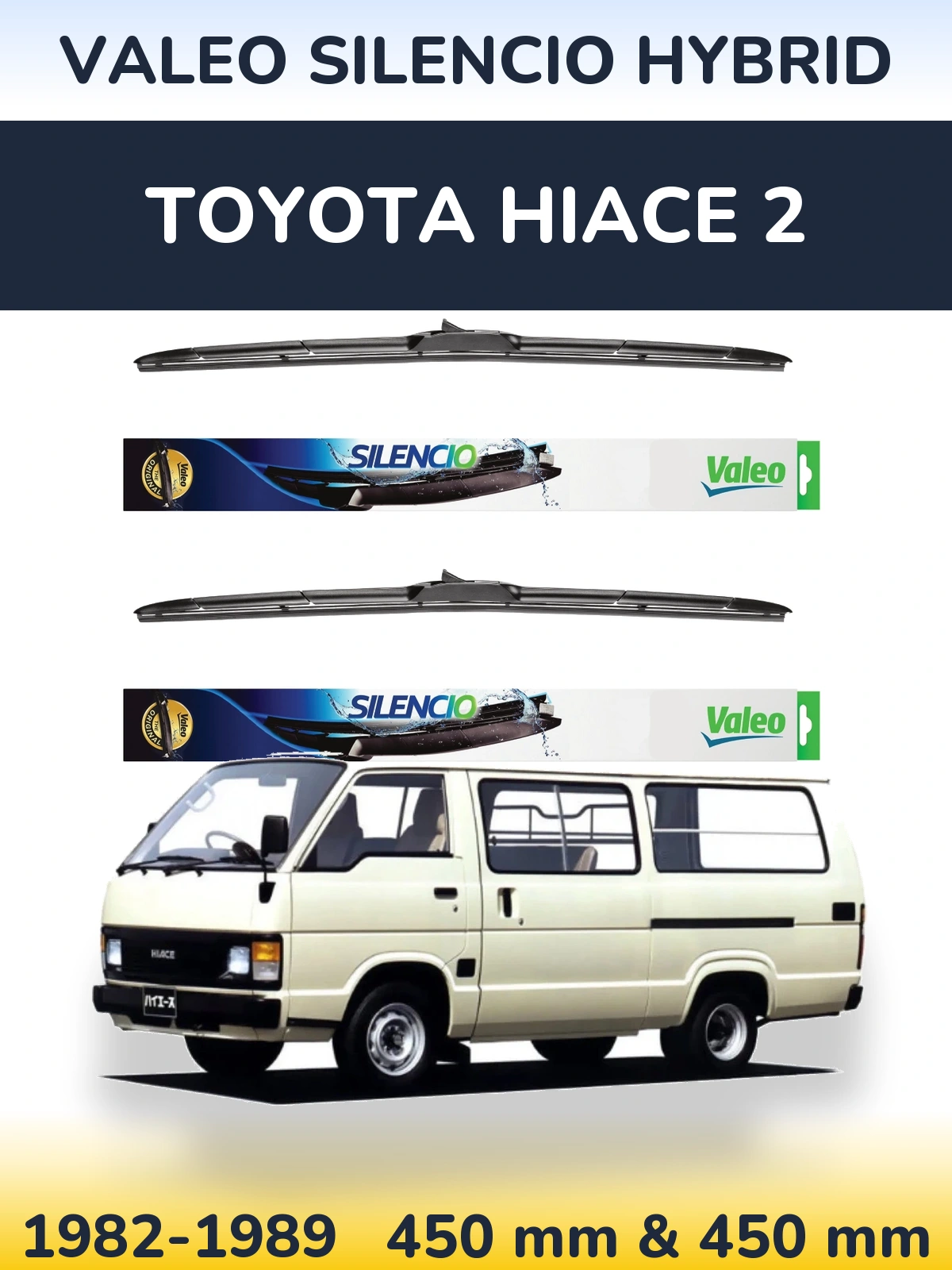 Комплект передних дворников Valeo Silencio Hybrid 450 & 450 мм для Toyota Hiace 2 1982-1989