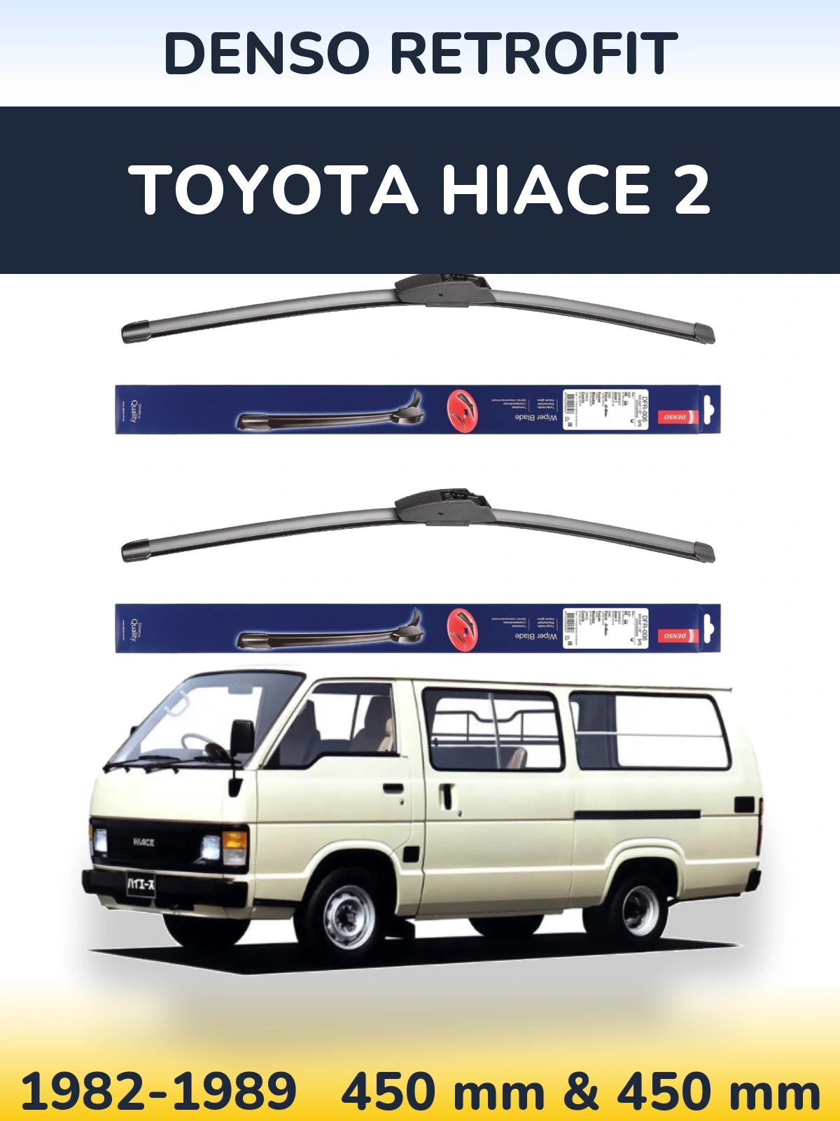 Komplet przednich wycieraczek Denso Retrofit 450 & 450 mm do Toyota Hiace 2 1982-1989