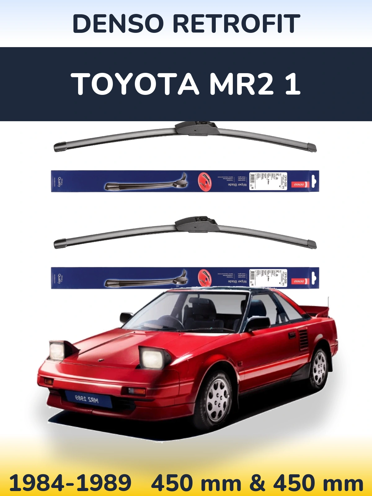 Komplet przednich wycieraczek Denso Retrofit 450 & 450 mm do Toyota MR2 1 1984-1989