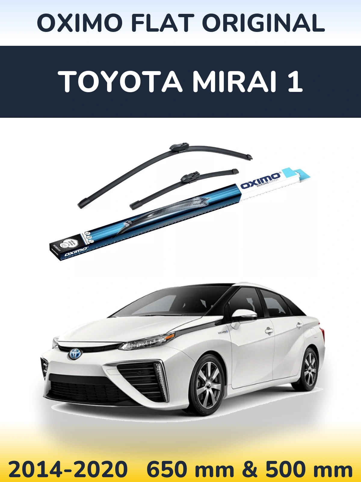 Комплект передних дворников Oximo Flat Original 650 & 500 мм для Toyota Mirai 1 2014-2020