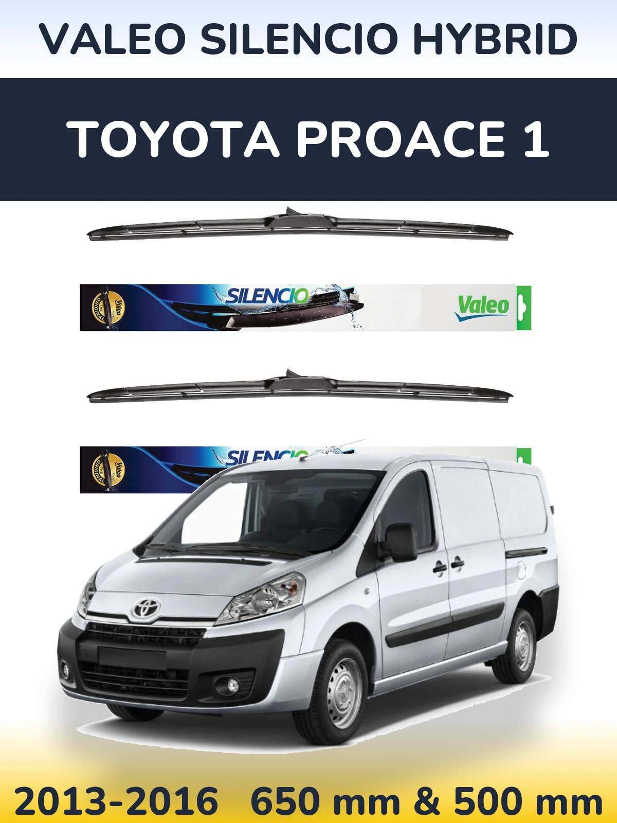 Комплект передних дворников Valeo Silencio Hybrid 650 & 500 мм для Toyota ProAce 1 2013-2016