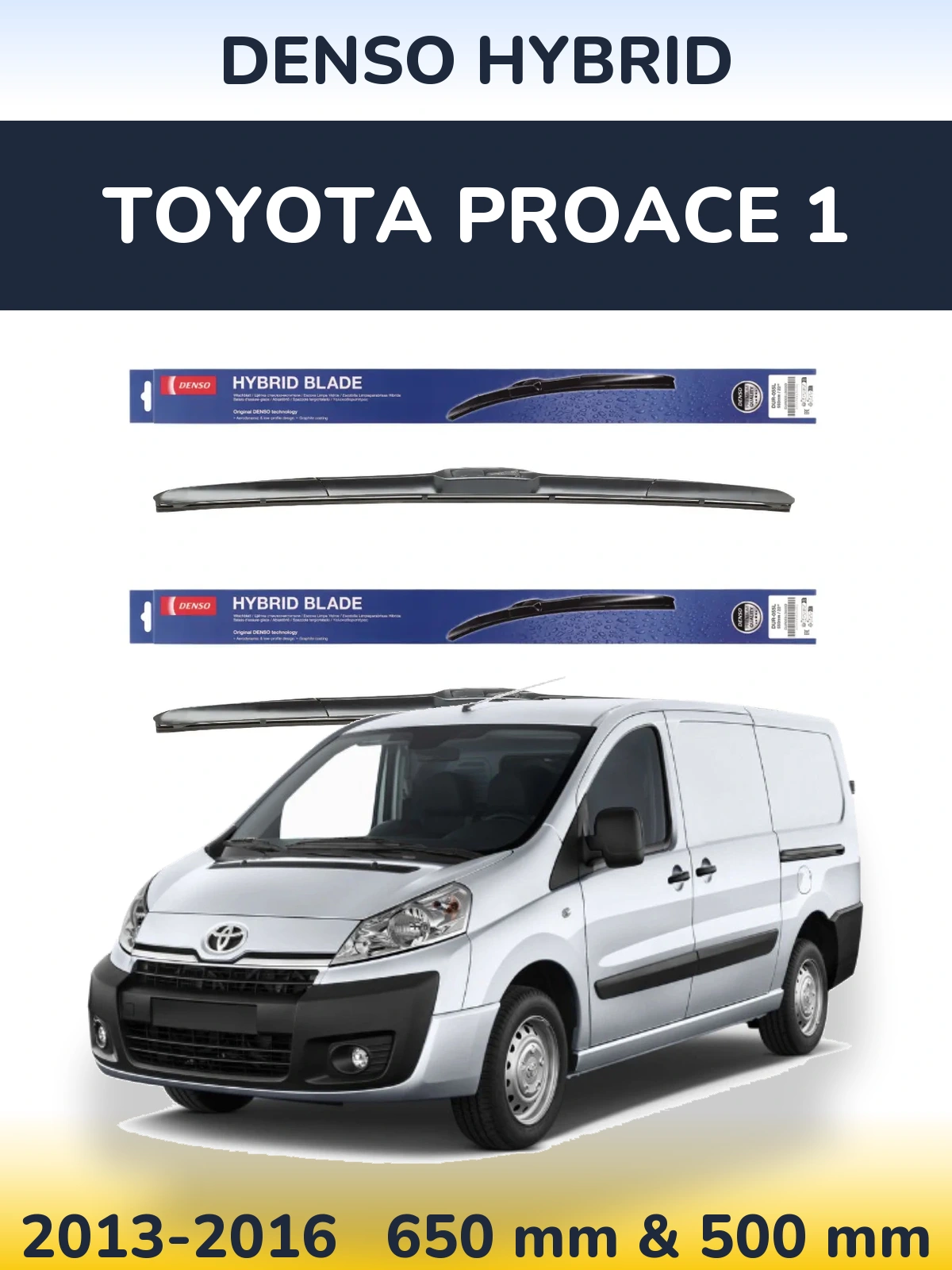 Komplet przednich wycieraczek Denso Hybrid 650 & 500 mm do Toyota ProAce 1 2013-2016