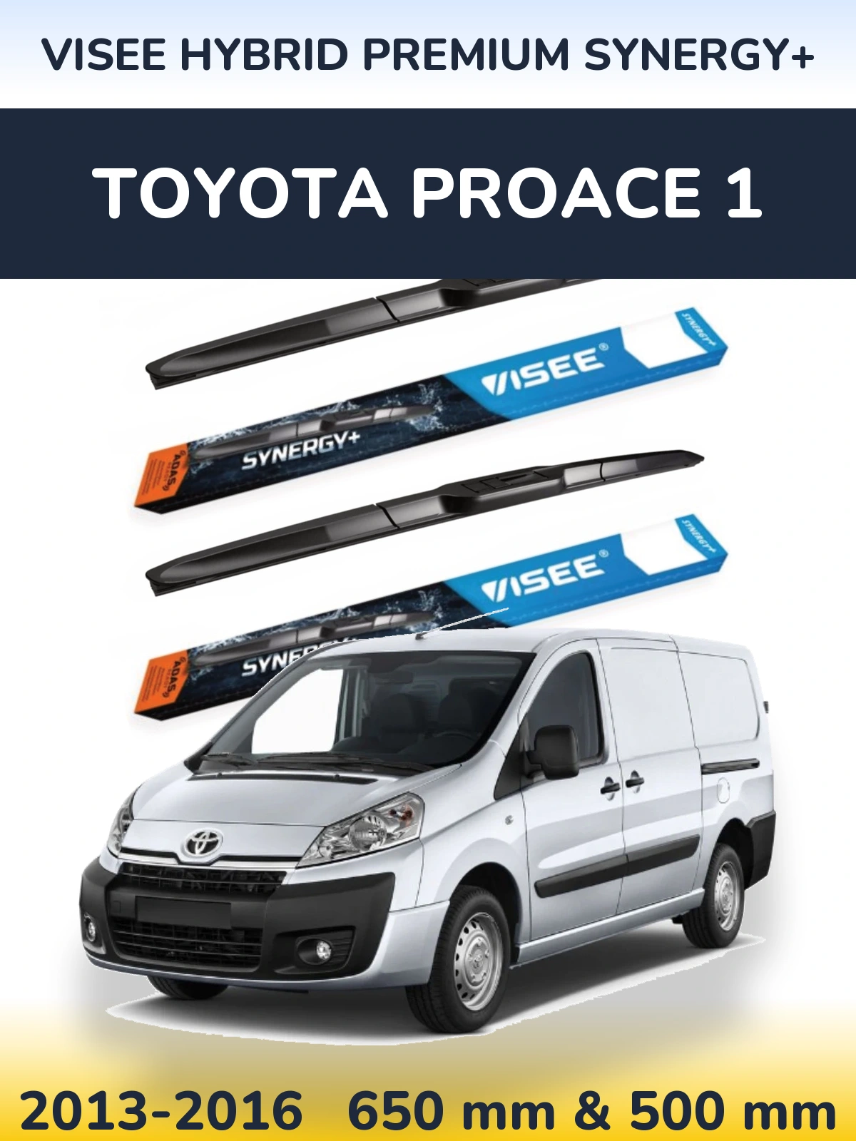 Комплект передних дворников VISEE HYBRID PREMIUM SYNERGY+ 650 & 500 мм для Toyota ProAce 1 2013-2016
