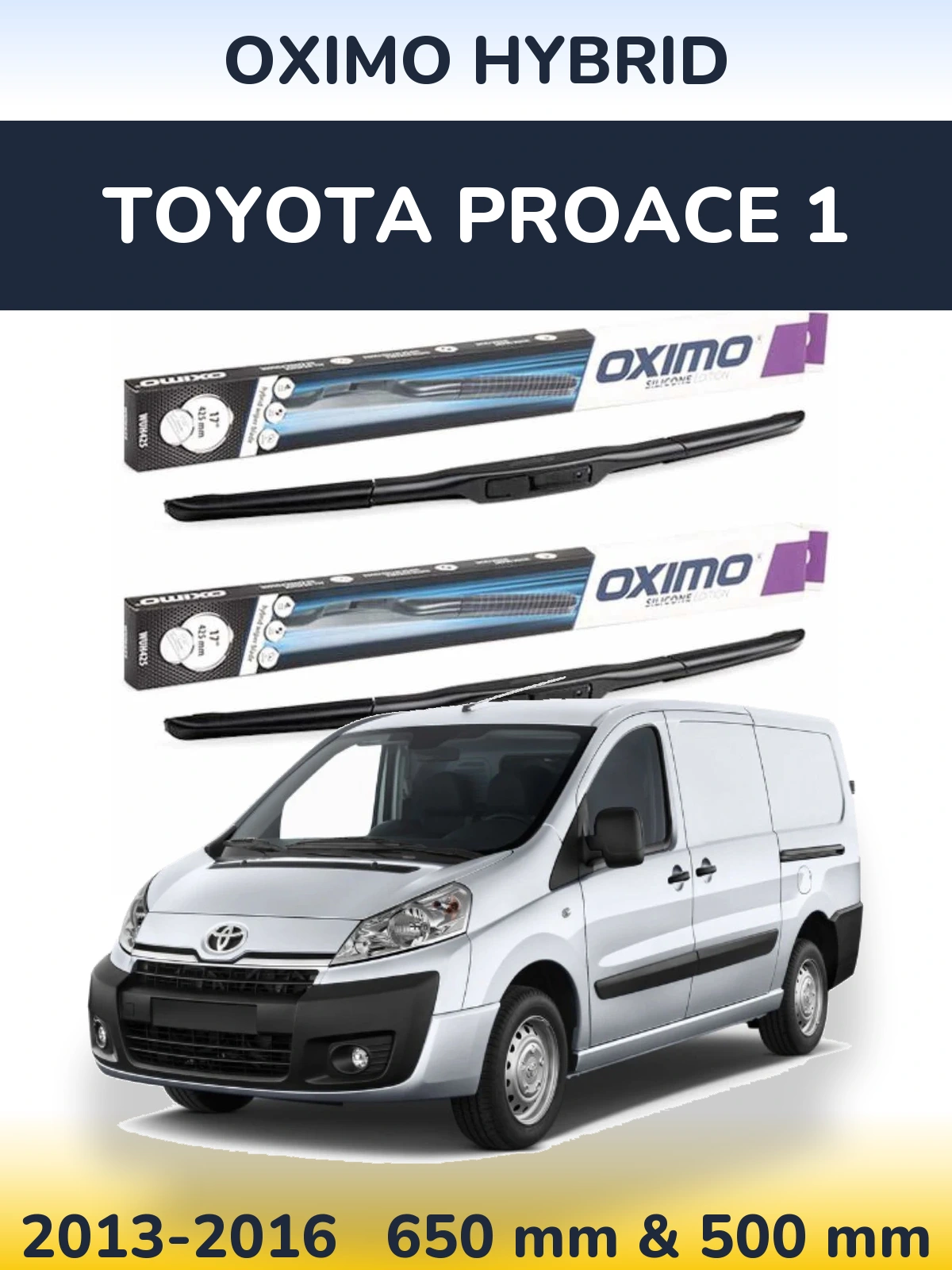 Комплект передних дворников Oximo Hybrid 650 & 500 мм для Toyota ProAce 1 2013-2016