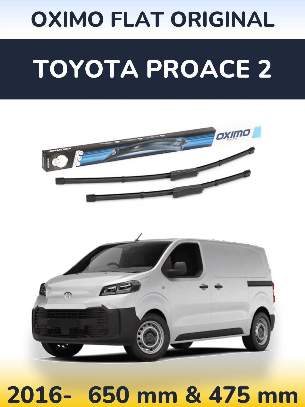 Комплект передних дворников Oximo Flat Original 650 & 475 мм для Toyota ProAce 2 2016-2026