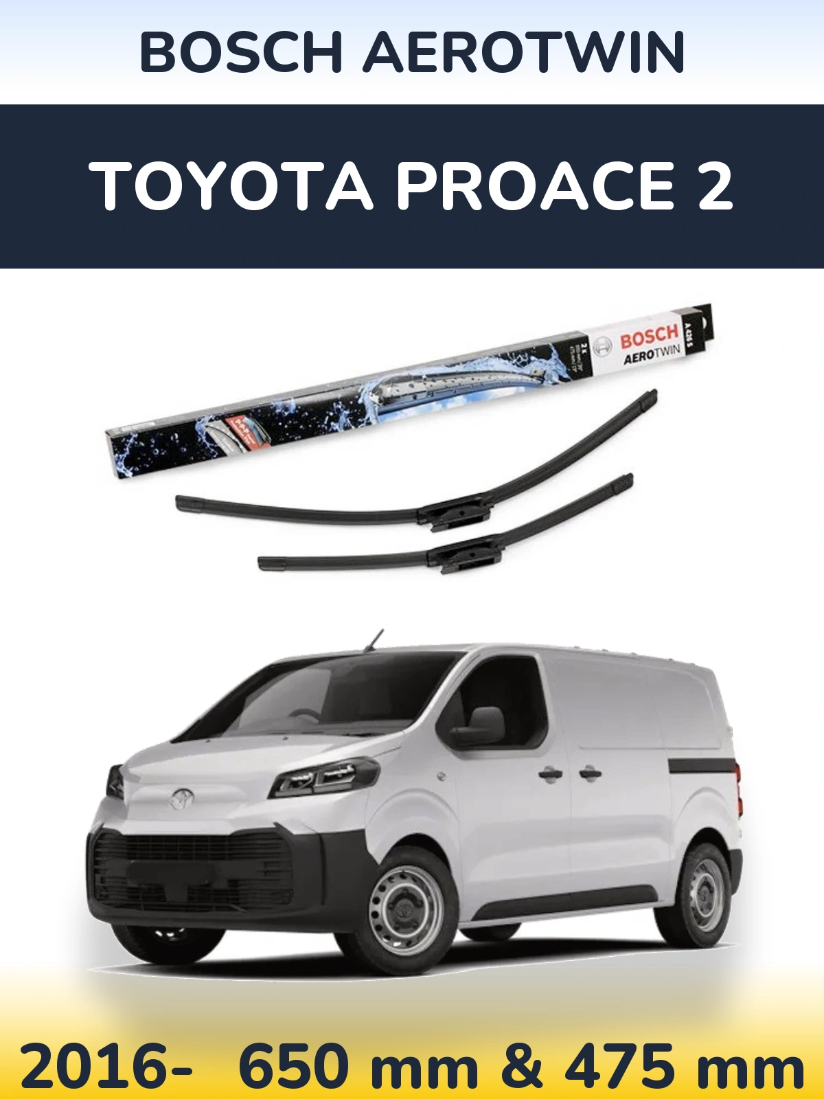 Komplet przednich wycieraczek BOSCH AeroTwin 650 & 475 mm do Toyota ProAce 2 2016-2026