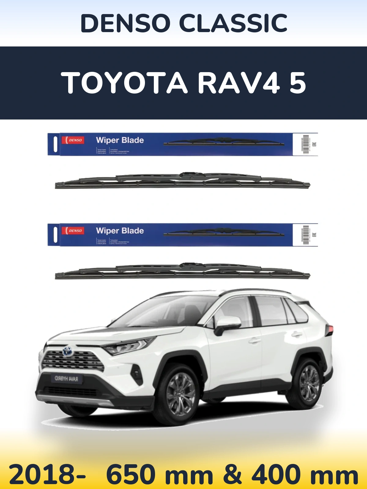 Komplet przednich wycieraczek Denso Classic 650 & 400 mm do Toyota RAV4 5 2018-2026