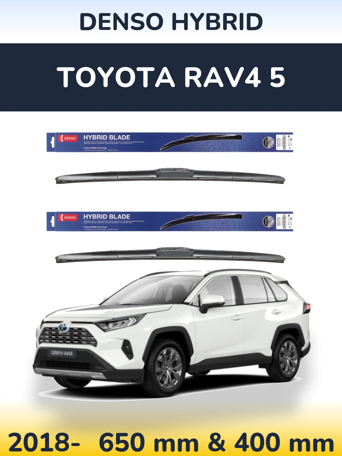 Komplet przednich wycieraczek Denso Hybrid 650 & 400 mm do Toyota RAV4 5 2018-2026