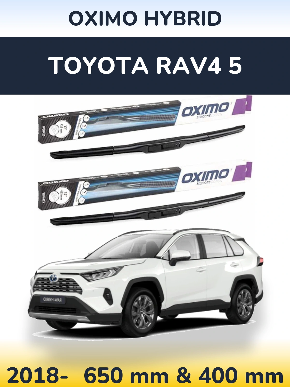 Komplet przednich wycieraczek Oximo Hybrid 650 & 400 mm do Toyota RAV4 5 2018-2026