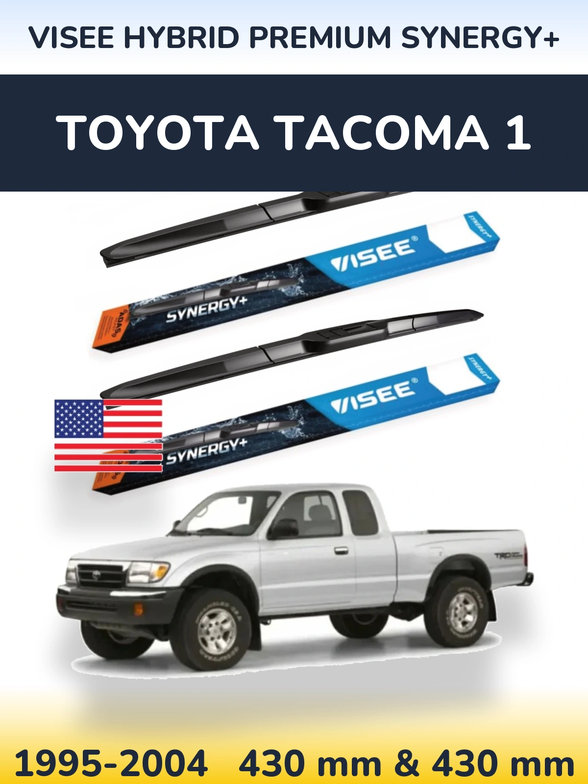 Komplet przednich wycieraczek VISEE HYBRID PREMIUM SYNERGY+ 430 & 430 mm do Toyota Tacoma 1 1995-2004