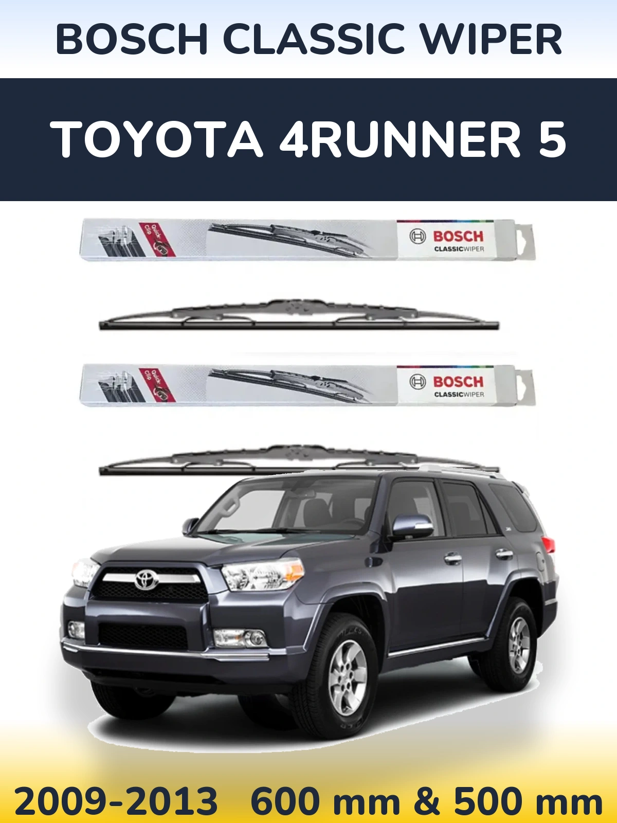 Komplet przednich wycieraczek BOSCH Classic Wiper 600 & 500 mm do Toyota 4Runner 5 2009-2013