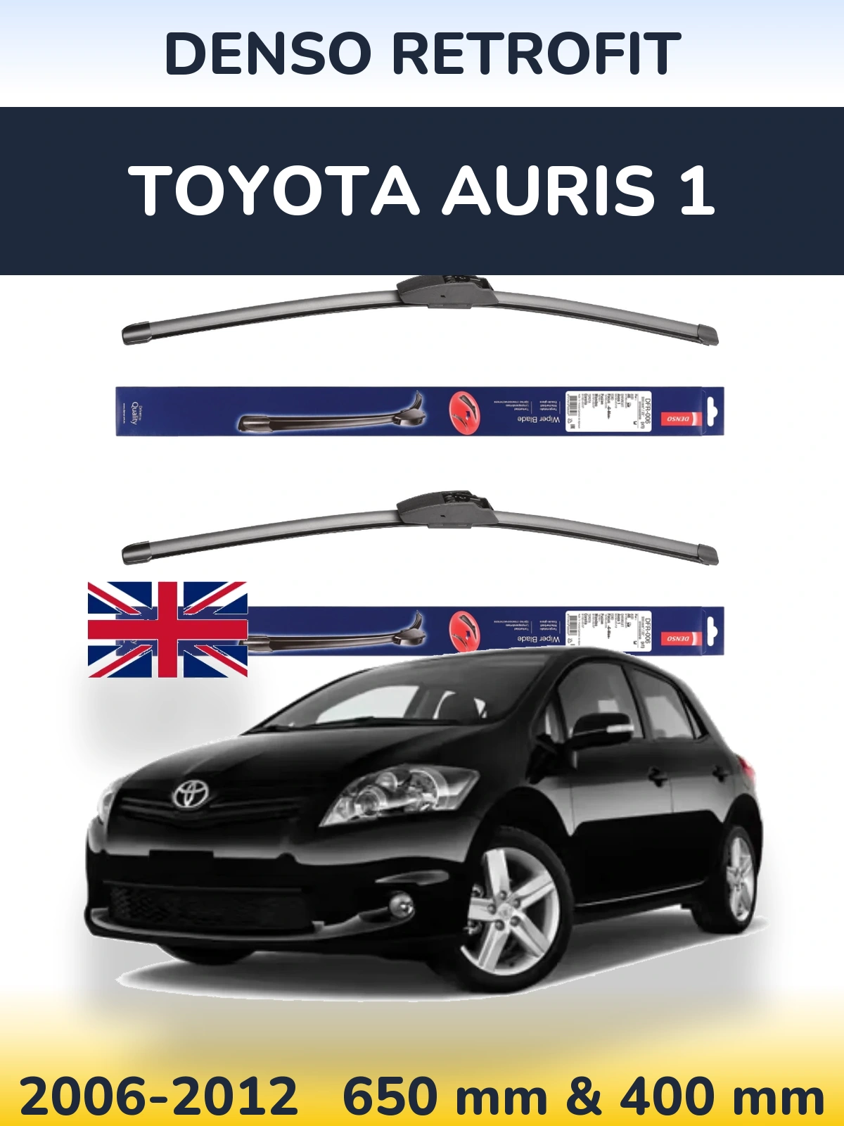 Komplet przednich wycieraczek Denso Retrofit 650 & 400 mm do Toyota Auris 1 2006-2012
