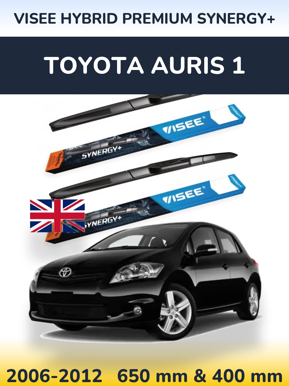Komplet przednich wycieraczek VISEE HYBRID PREMIUM SYNERGY+ 650 & 400 mm do Toyota Auris 1 2006-2012