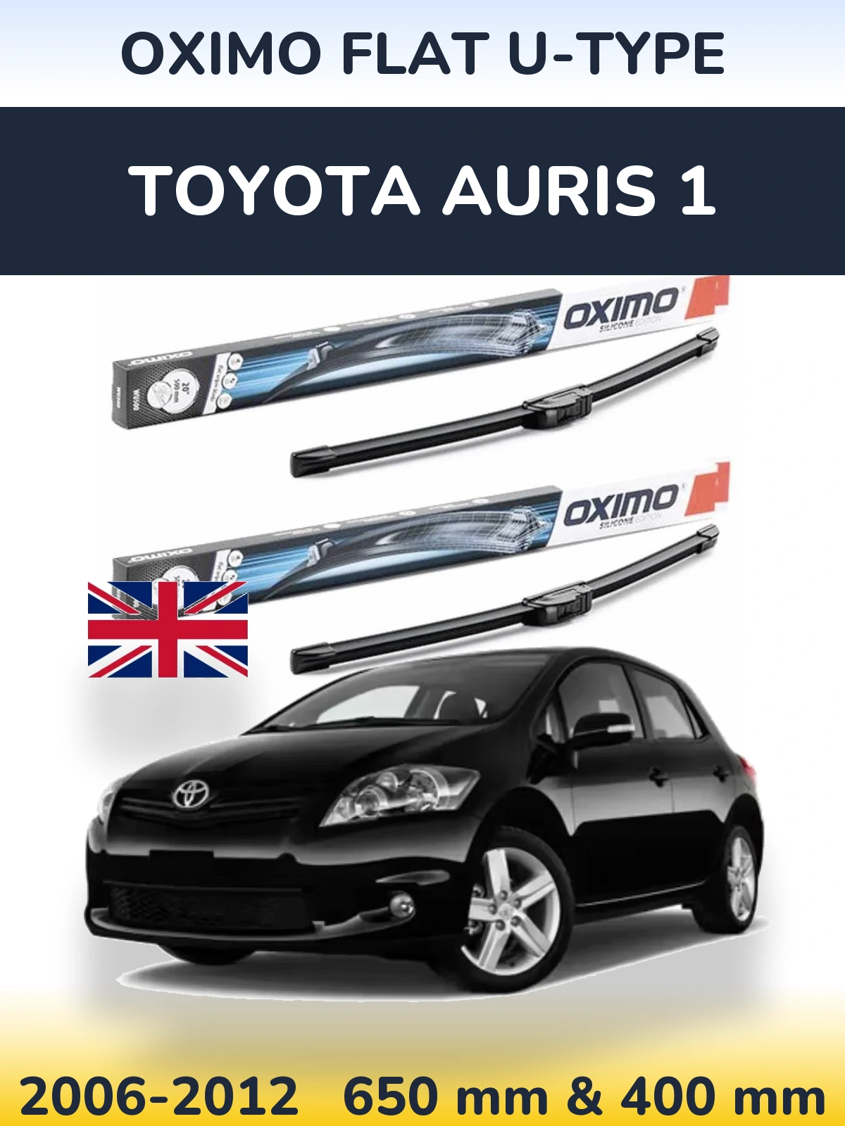 Komplet przednich wycieraczek Oximo Flat U-type 650 & 400 mm do Toyota Auris 1 2006-2012