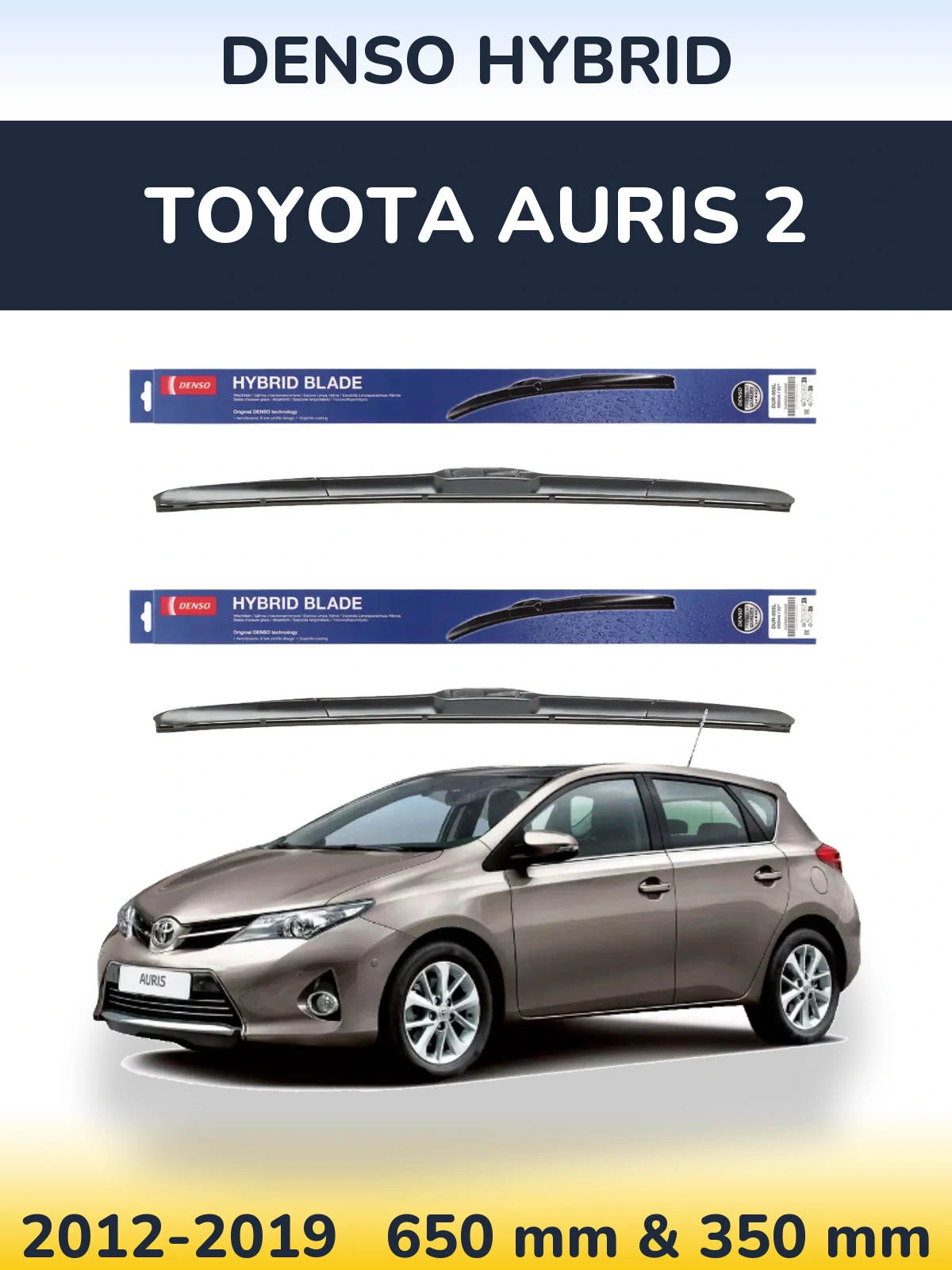 Komplet przednich wycieraczek Denso Hybrid 650 & 350 mm do Toyota Auris 2 2012-2019