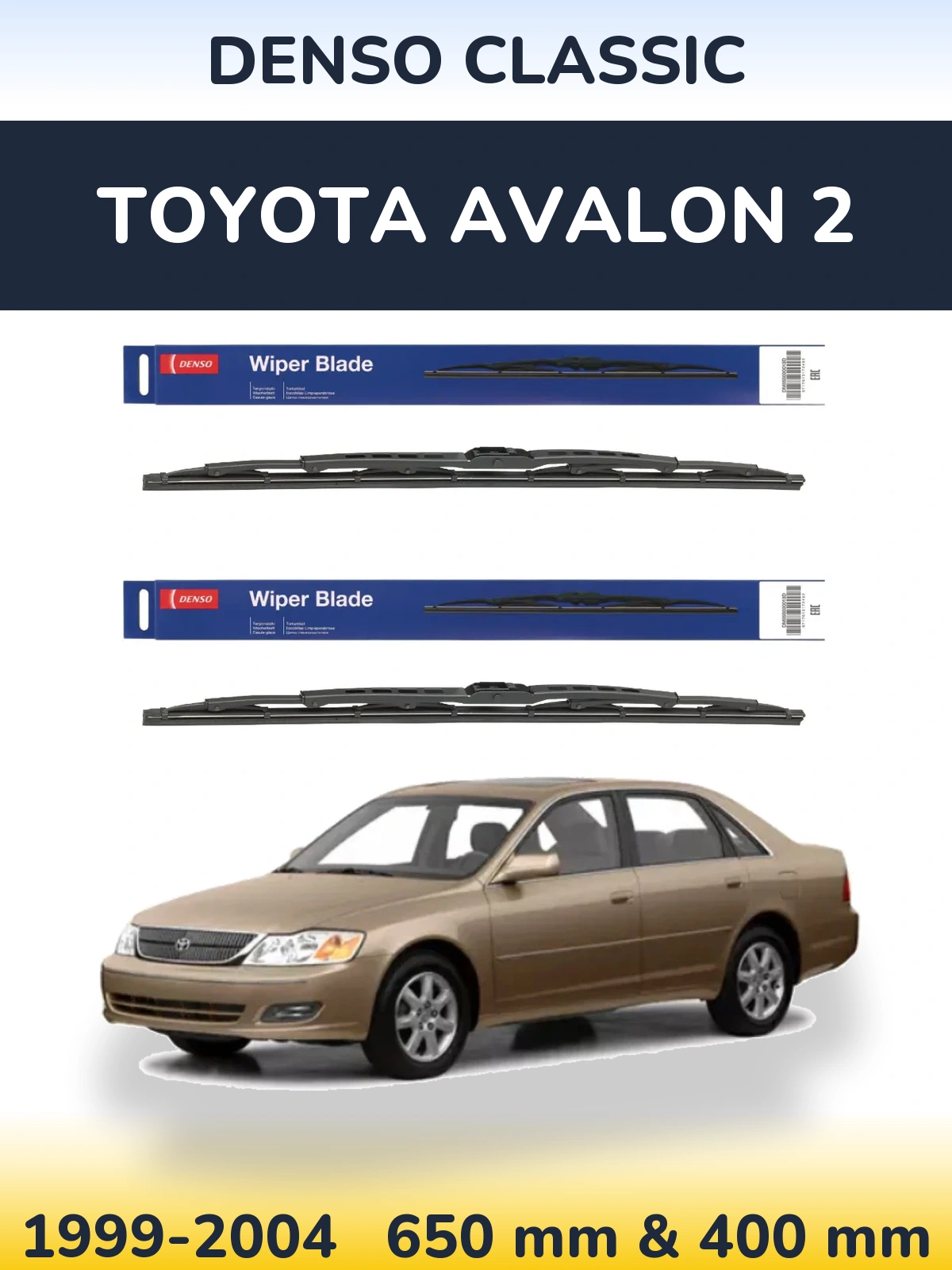 Komplet przednich wycieraczek Denso Classic 650 & 400 mm do Toyota Avalon 2 1999-2004