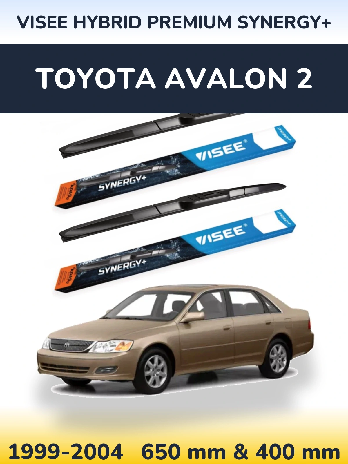 Komplet przednich wycieraczek VISEE HYBRID PREMIUM SYNERGY+ 650 & 400 mm do Toyota Avalon 2 1999-2004