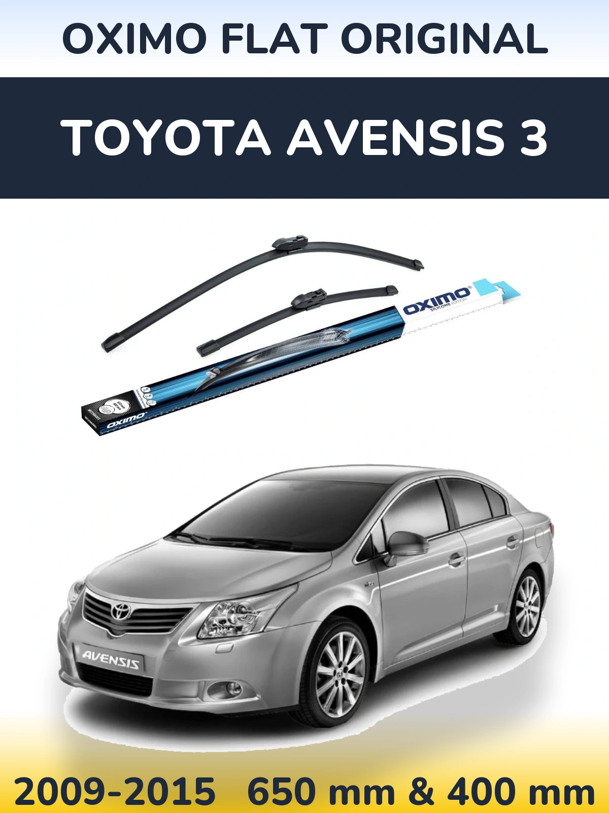 Комплект передних дворников Oximo Flat Original 650 & 400 мм для Toyota Avensis 3 2009-2015