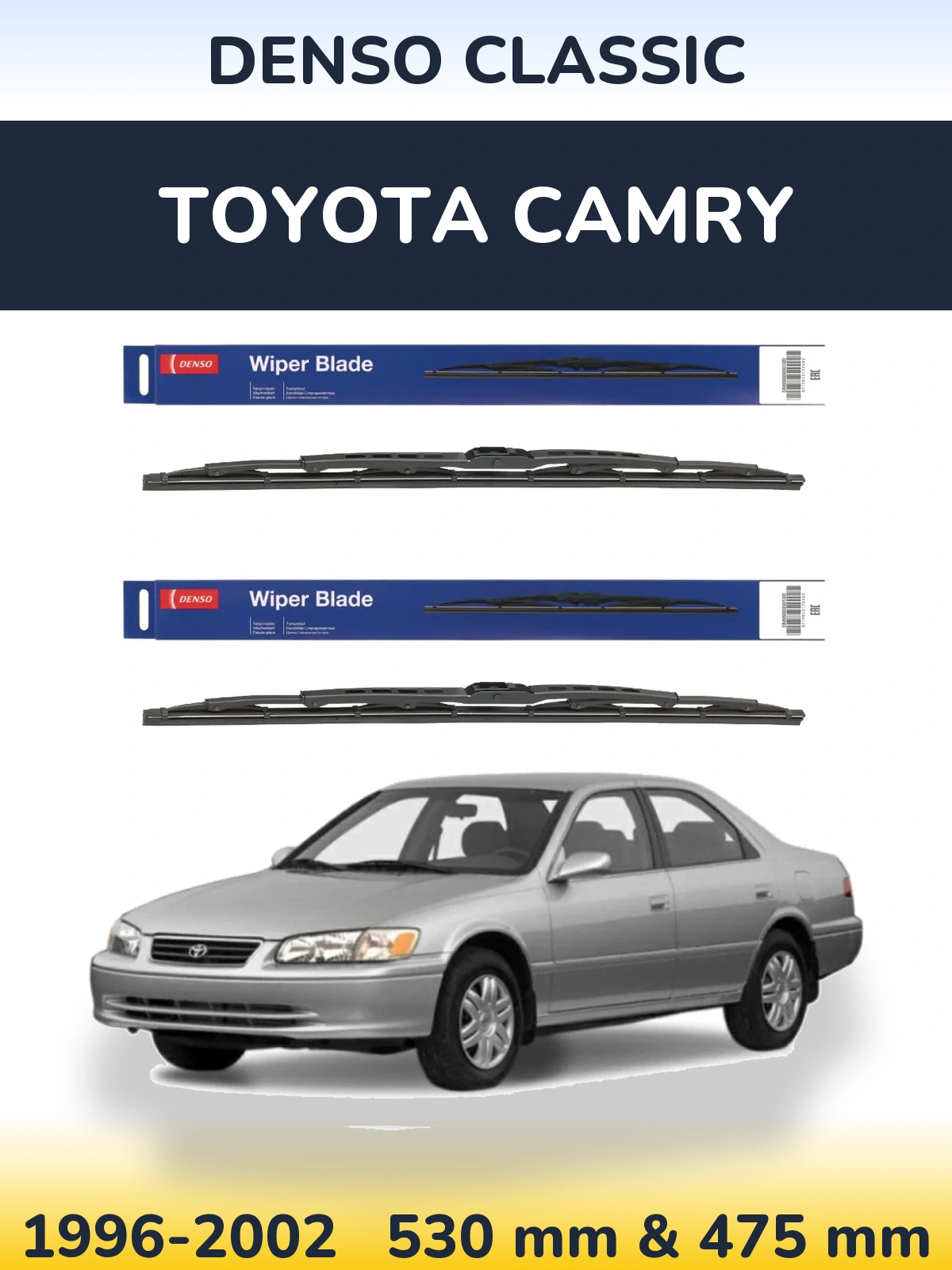 Front wiper blade set Denso Classic 530 & 475 mm for Toyota Camry 1996-2002