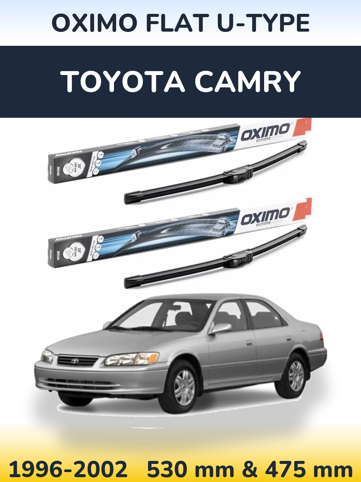 Комплект передних дворников Oximo Flat U-type 530 & 475 мм для Toyota Camry 1996-2002