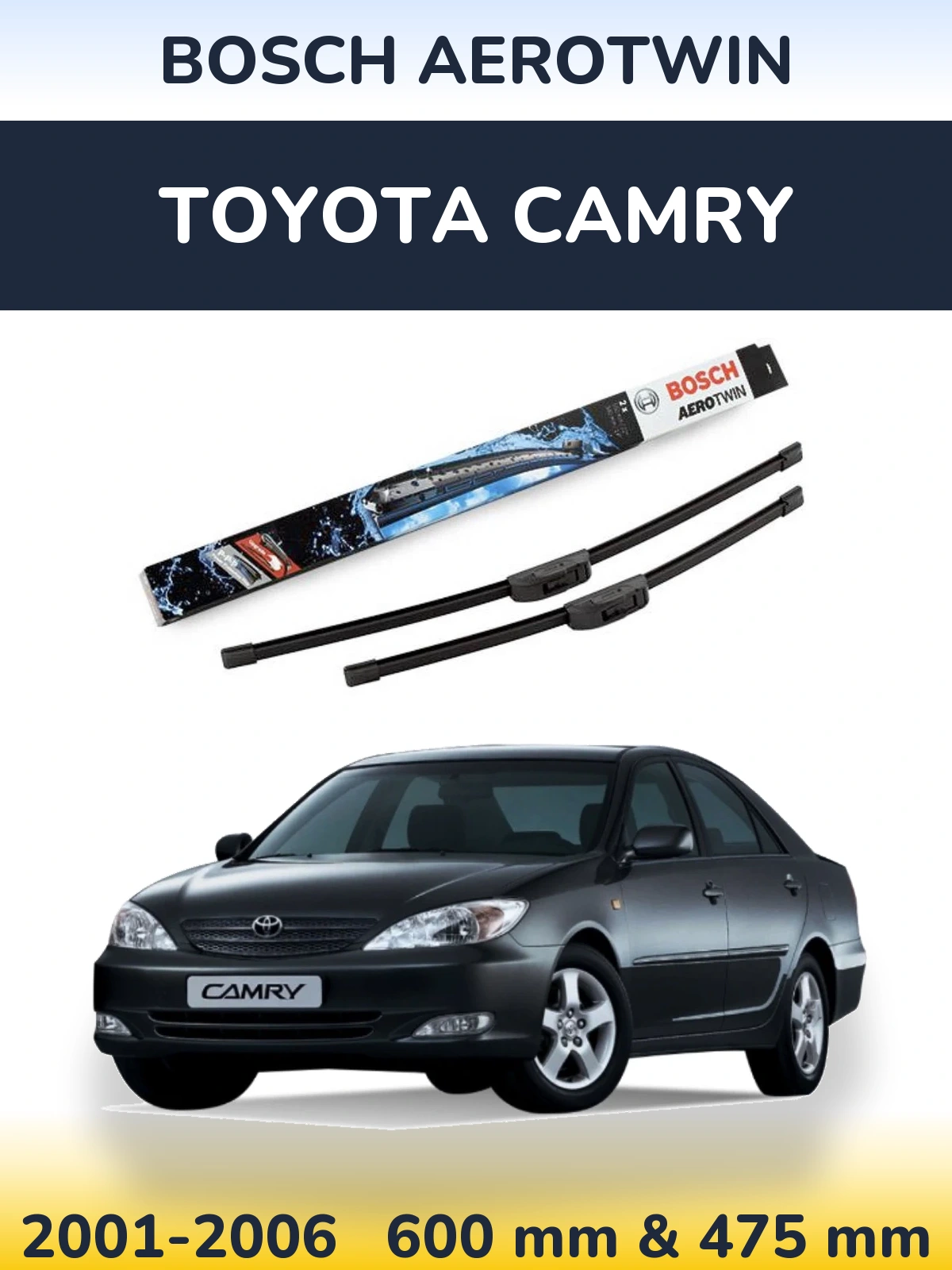 Komplet przednich wycieraczek BOSCH AeroTwin 600 & 475 mm do Toyota Camry 2001-2006