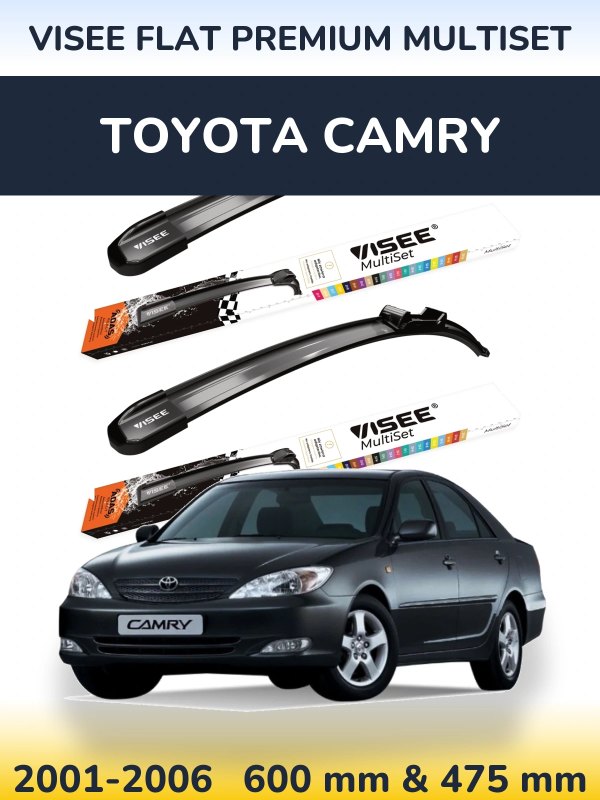 Komplet przednich wycieraczek VISEE FLAT PREMIUM MultiSet 600 & 475 mm do Toyota Camry 2001-2006