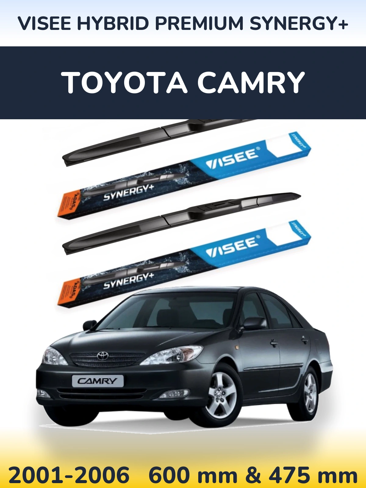Komplet przednich wycieraczek VISEE HYBRID PREMIUM SYNERGY+ 600 & 475 mm do Toyota Camry 2001-2006