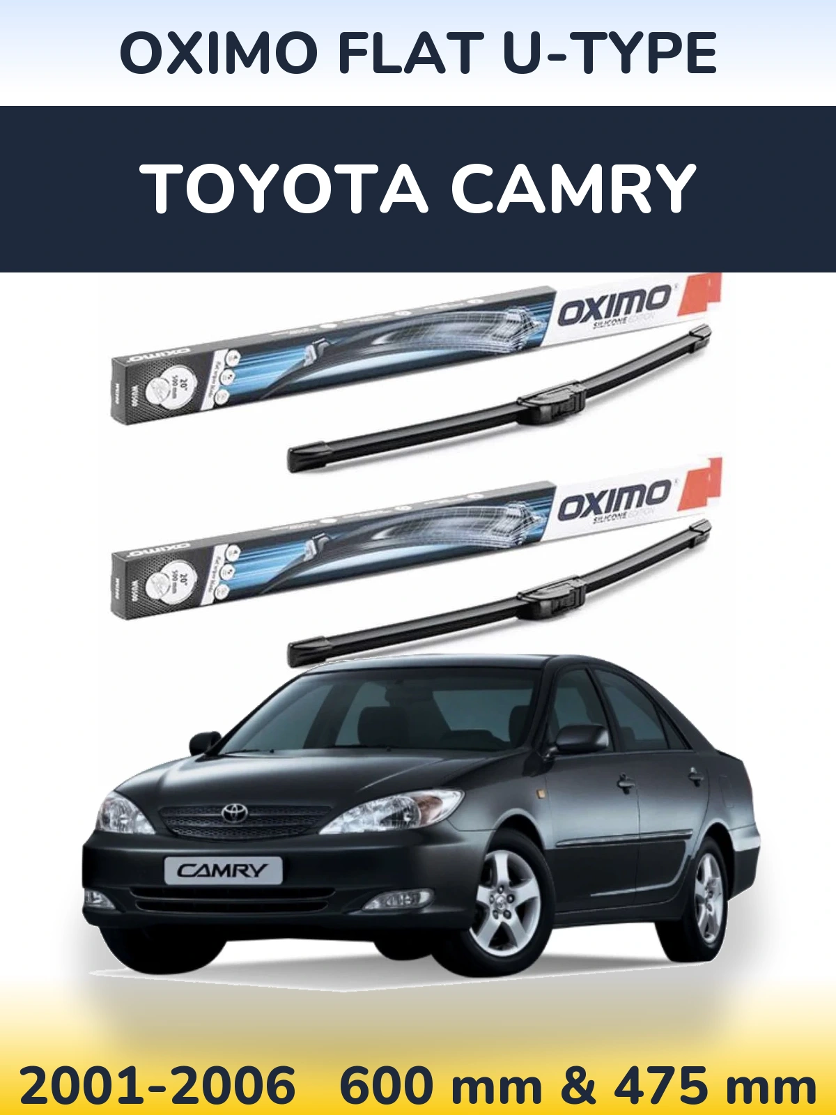 Komplet przednich wycieraczek Oximo Flat U-type 600 & 475 mm do Toyota Camry 2001-2006