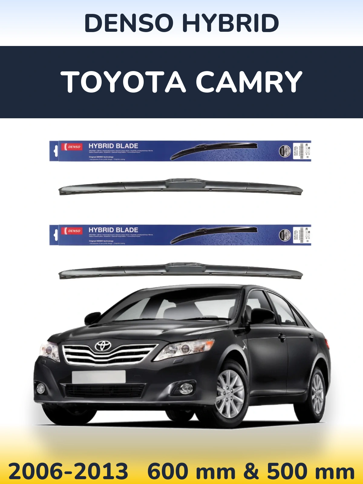 Komplet przednich wycieraczek Denso Hybrid 600 & 500 mm do Toyota Camry 2006-2013